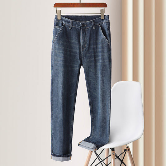 Men's Relaxed Straight Fit Jeans with Stretchy Design for Comfort and Style