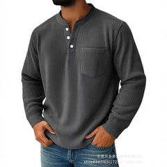 Men's Casual Henley Shirt With Chest Pocket - Perfect For Everyday Wear