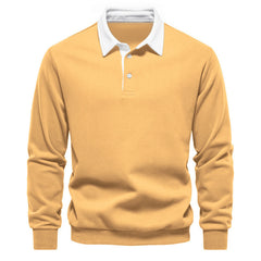 Classic Navy Blue Polo Shirt for Men - Stylish and Comfortable Long Sleeve Design