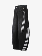 American High Street RO Style Heavy Washed Scimitar Wide-leg Jeans