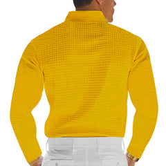 Men's Casual Waffle Long Sleeve POLO Shirt MTA0702D4X