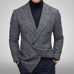 Double-Breasted Houndstooth Blazer For Men - Stylish And Versatile
