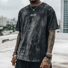 Men's Retro Casual No Cap Printed Round Neck Short Sleeve T-Shirt MTA2198C9TO