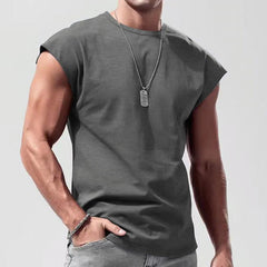 Men's Solid Loose Sleeveless Sports T-shirt 64307072Z