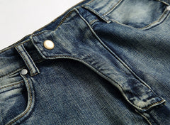Men's Vintage Distressed Washed Biker Jeans