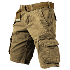 Men's Outdoor Vintage Washed Cotton Washed Multi-pocket Tactical Shorts