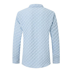 Men's Solid Plaid Chest Pocket Lapel Long Sleeve Shirt 10101676Y