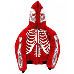 Skull Skeleton Graphic Hooded Jacket - Perfect for Edgy Streetwear Enthusiasts
