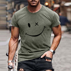 Men's Vintage Smiley Print Round Neck Short Sleeve T-Shirt 23719330Y