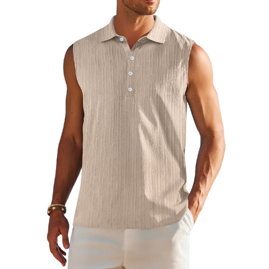 Men's Solid Color Lapel Pullover Tank Tops MTA0773D0X