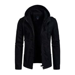 Men's Casual Washed Cotton Patchwork Hooded Slim Fit Cargo Jacket 77422336M