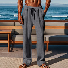 Men's Casual Pleated Drawstring Pants for Summer Beachwear