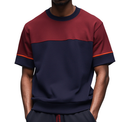 Men's Retro Casual Colorblock Round Neck Short Sleeve T-Shirt MTA2184C5TO