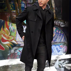 Stylish Double-Breasted Trench Coat for Men - Perfect for Urban Explorers