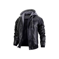 Stylish Hooded Leather Jacket for Men - Perfect for Casual and Outdoor Adventures