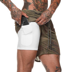 Men's Loose Running Shorts - Double-Layer Design, Multi-Pockets, Athletic/Casual Outdoor Gym Wear