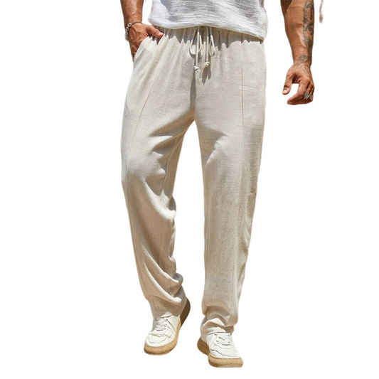 Men's Casual Solid Color Cotton And Linen Pants MTA0344D3X