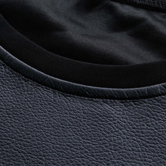 Men's Leather Stitching Zip-up Round Neck Long-sleeved T-shirt (Internal T-shirt Not Included) 12785925U