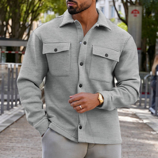 Stylish Men's Casual Button-Up Shirt with Functional Pockets for Everyday Wear