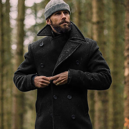 Classic Double-Breasted Pea Coat For Men - Stylish And Versatile Outerwear