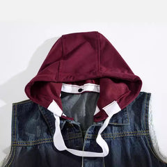 Stylish Denim Vest with Detachable Hood - Perfect for Casual and Outdoor Wear