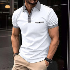 Men's Button Down Colorblock Sports Short Sleeve Polo Shirt 86428180X