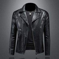 Men's Vintage Biker Lapel Leather Jacket MTA2073C7X
