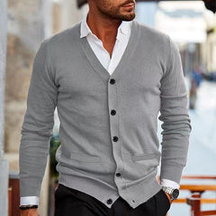 Men's Stylish V-Neck Cardigan Sweater - Perfect for Casual and Formal Wear