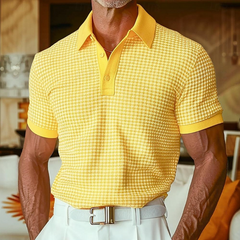 Men's Spring Fashion Classic Retro Textured Fabric Golf Polo Shirt MTA0144D8K
