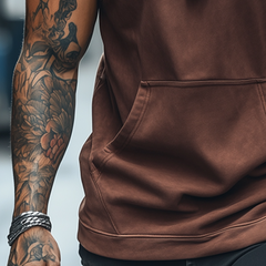 Men's Retro Casual Solid Color Sports Hooded Tank Top MTA1719C3TO