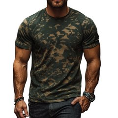 Men's Retro Camouflage Printed Round Neck Short Sleeve T-Shirt MTA0159D6X
