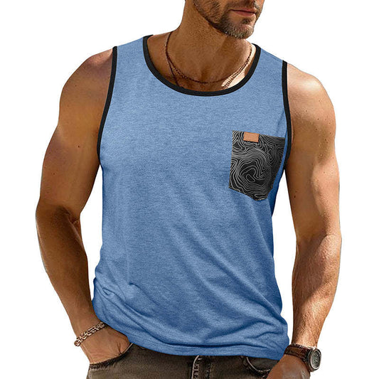 Men's Contrast Color Crew Neck Tank Top MTA1830C1X