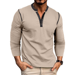 Men's Casual Henley Long Sleeve T-Shirt - Stylish and Comfortable for Everyday Wear