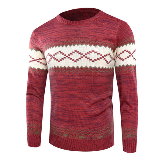 Stylish Geometric Pattern Sweater for Men - Perfect for Casual and Festive Occasions