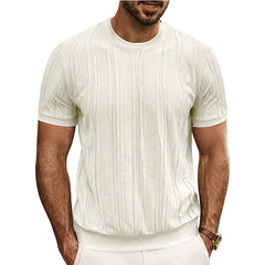 Men's Casual Round Neck Textured Short Sleeve T-Shirt MTA0112D7X