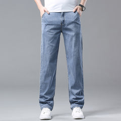 Men's Relaxed Straight Fit Jeans with Stretchy Design for Comfort and Style