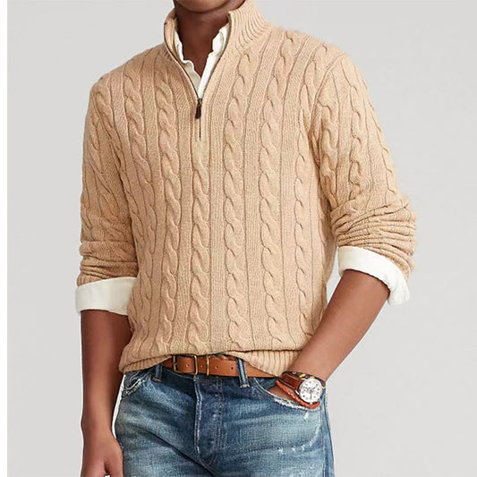 Cable Knit Half-Zip Sweater for Men - Stylish and Cozy Winter Wear