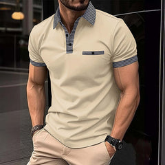 Men's Button Down Colorblock Sports Short Sleeve Polo Shirt 86428180X