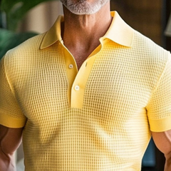 Men's Spring Fashion Classic Waffle Bright Color Golf Polo Shirt MTA0130D9K