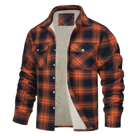 Plaid Fleece-Lined Jacket for Men - Warm and Stylish Winter Outerwear