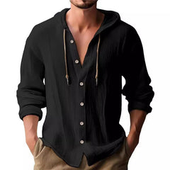 Stylish Men's Casual Button-Up Hoodie Shirt for Summer Beach Outfits