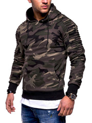 Men's Camouflage Hoodie With Unique Sleeve Design For Casual Wear