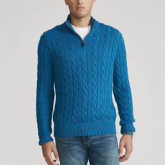 Cable Knit Half-Zip Sweater for Men - Stylish and Cozy Winter Wear