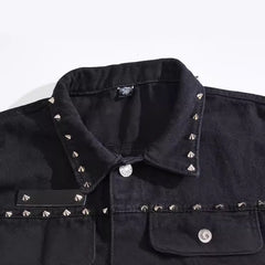 Edgy Rivet-Embellished Denim Vest for Men - Perfect for Urban Style and Casual Wear