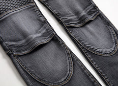 Men's Vintage Distressed Washed Biker Jeans