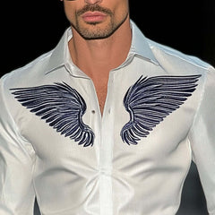 Men's Embroidered Lapel Long Sleeve Shirt MTA2547C9X