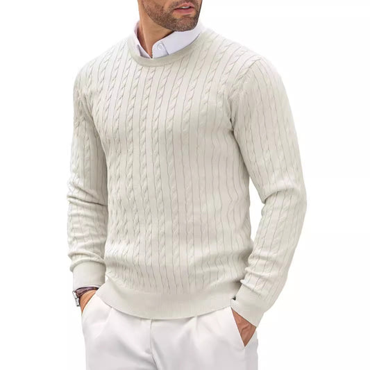 Men's Cable Knit Crew Neck Sweater - Stylish and Comfortable for Everyday Wear