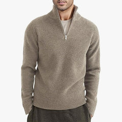 Men's Half-Zip Ribbed Sweater - Stylish and Cozy for Everyday Wear