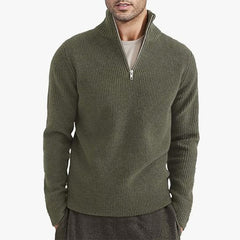 Men's Half-Zip Ribbed Sweater - Stylish and Cozy for Everyday Wear
