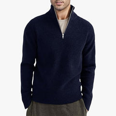 Men's Half-Zip Ribbed Sweater - Stylish and Cozy for Everyday Wear
